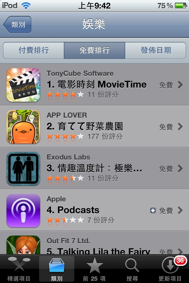 MovieTime app store 娛樂類第 1 名
